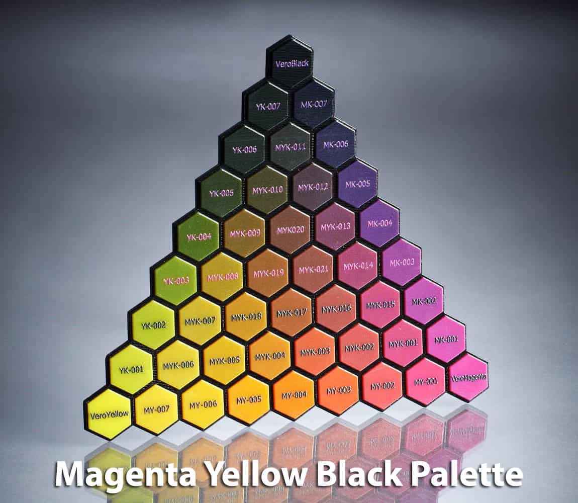 PolyJet Magenta Yellow Black Color Palette