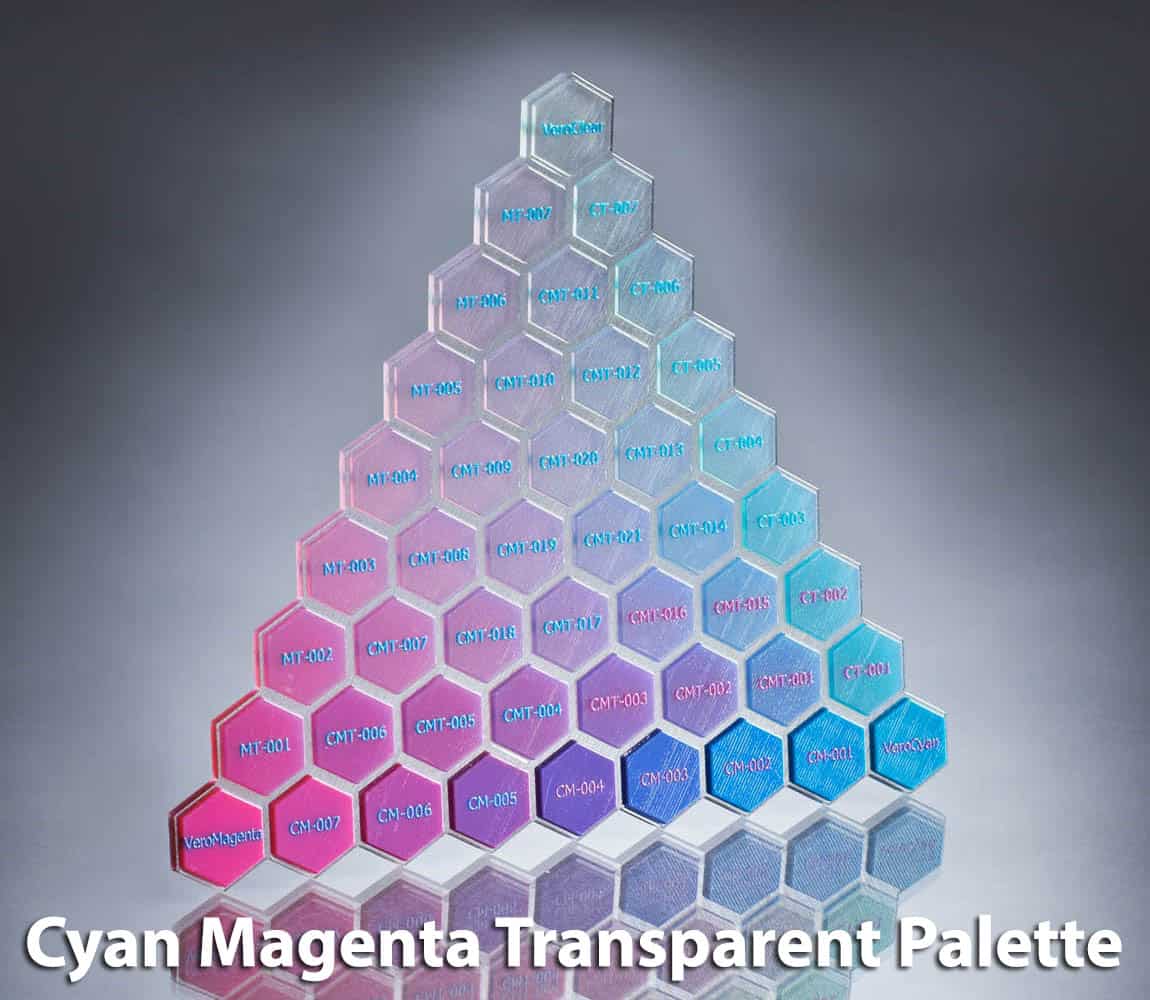 PolyJet Cyan Magenta Transparent Color Palette