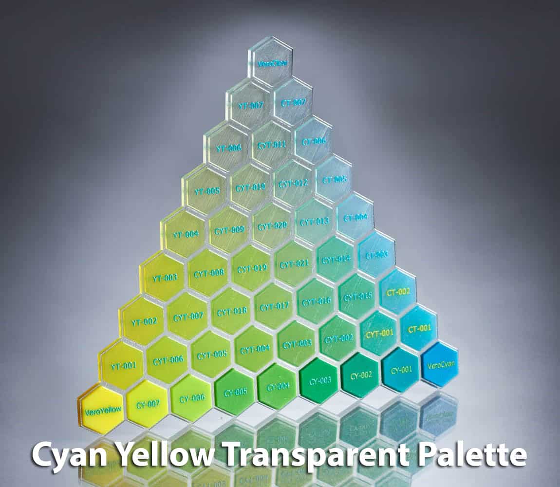 PolyJet Cyan Yellow Transparent Color Palette