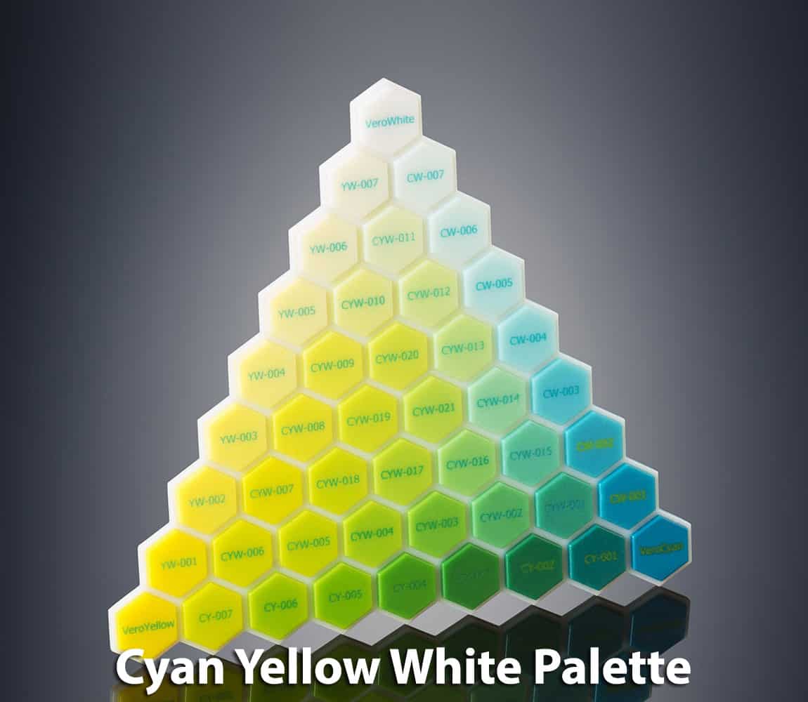 PolyJet Cyan Yellow White Color Palette