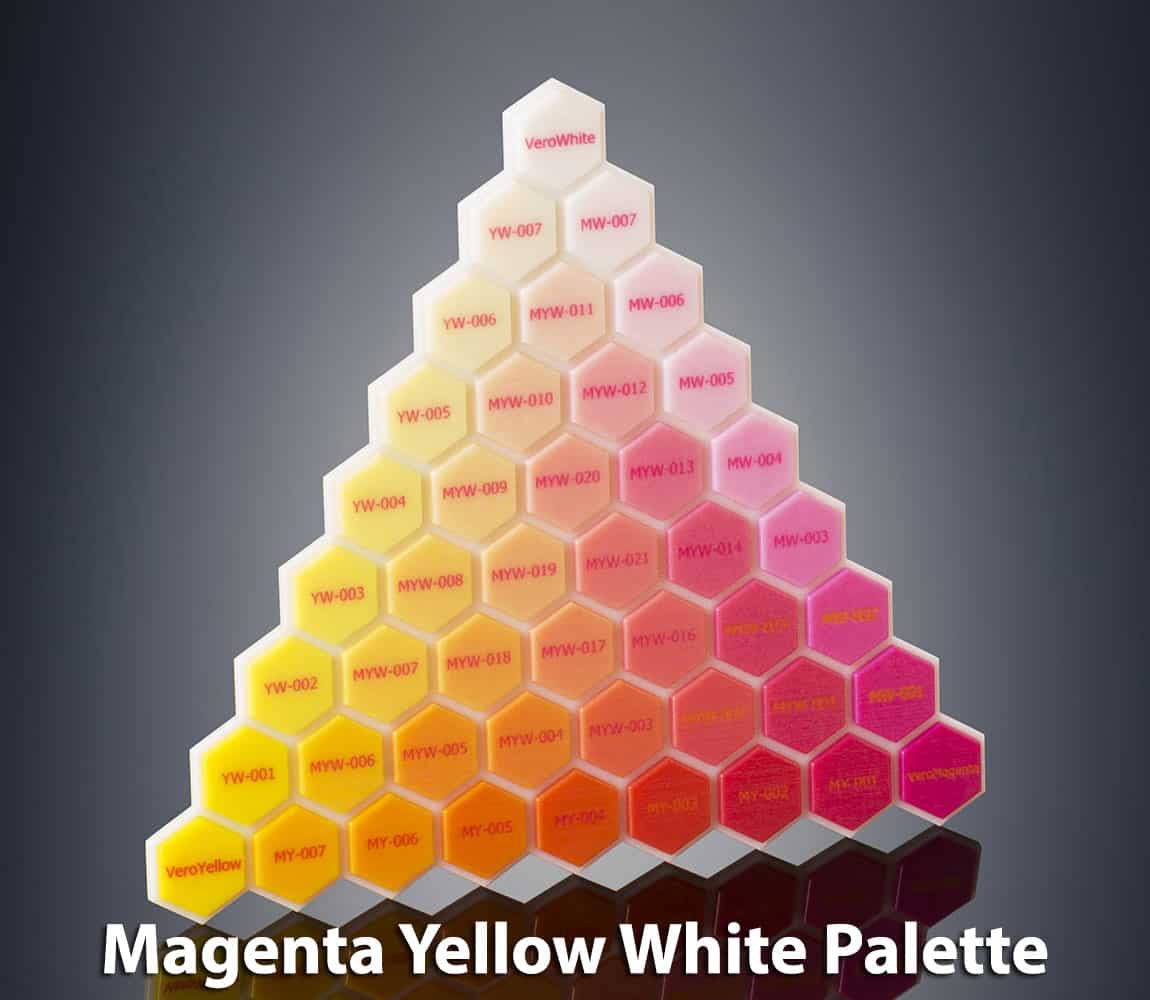 PolyJet Magenta Yellow White Color Palette